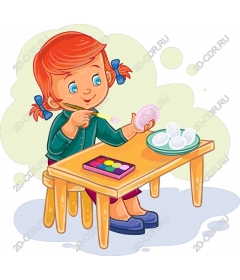  Charming girl painting Easter eggs