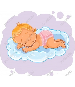Sleeping baby on cloud