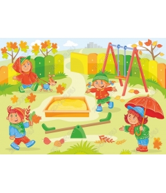 Playful kids autumn Park