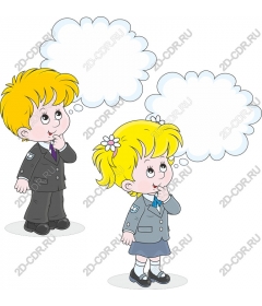 Thoughtful children with speech bubbles
