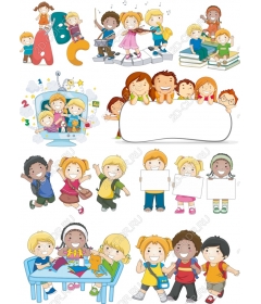 A set of children's joyful classroom