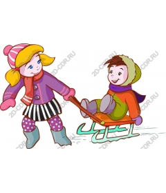 Winter Wonderland. Children sledding.