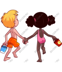 Playful kids holding hands
