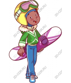  Bright young snowboarder