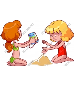 Дети играют в песке