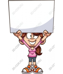 Funny girl with empty sign