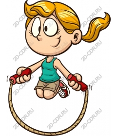  Joyful girl jumping rope