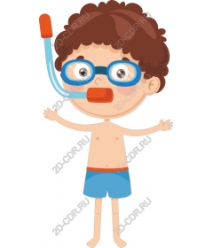  A young boy swimming with a mask and snorkel