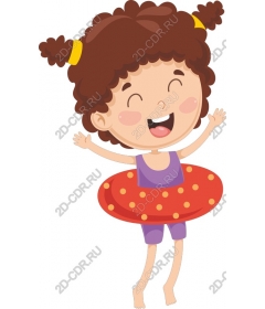  Joyful summer girl swimming circle