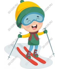 Cheerful child-skier