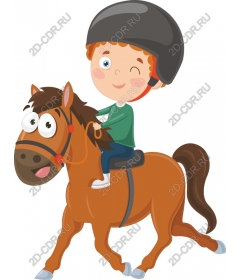 Cheerful child on horseback