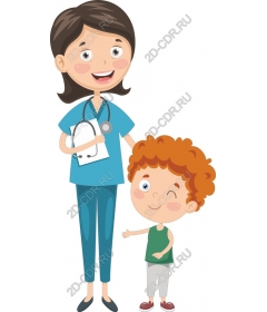 Jolly nurse and child