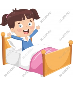  Joyful child wakes in bed