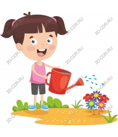  Cute girl watering flowers
