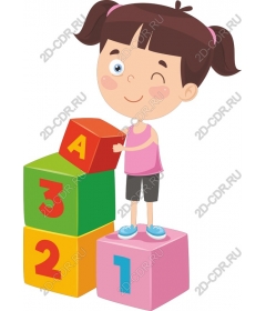  Charming girl with building blocks