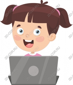  Joyful girl with laptop