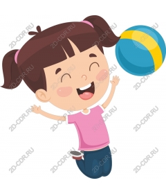  Joyful girl with beach ball