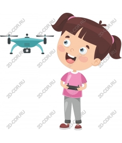  Joyful girl with a drone