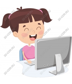 Funny girl at the computer