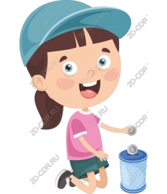 Cheerful child processing waste