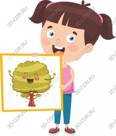 Cheerful girl with tree