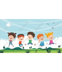  Happy children jumping