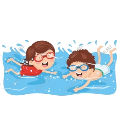  Joyful children swim