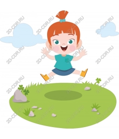 Cheerful girl jumping