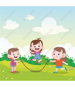  Happy children jumping rope