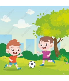  Joyful kids playing football