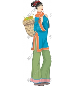  A traditional woman with a basket of fruit