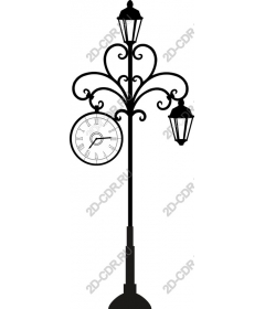 Vintage street lamp with clock
