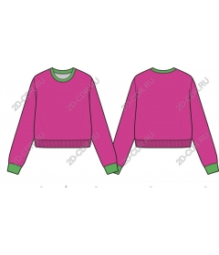  Bright cropped sweatshirt in pink and green colors