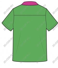  Bright shirt with short sleeves and a rear view