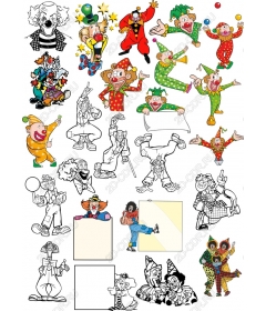 Set of clowns: fancy cliparts