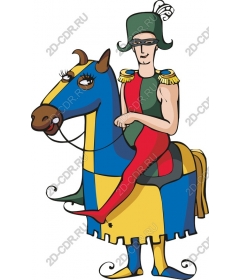 Whimsical colorful the rider on the horse
