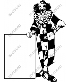 Happy clown with a blank sign