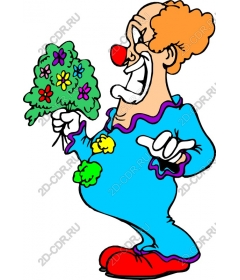 Happy clown with flowers