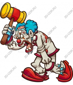  Whimsical clown with a hammer