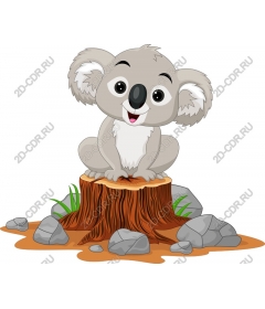  Коала на пне дерева