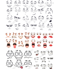 Collection of expressive faces - Emotional cliparts