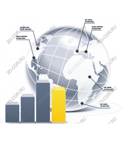 Глобальный рост - глобус и столбчатая диаграмма