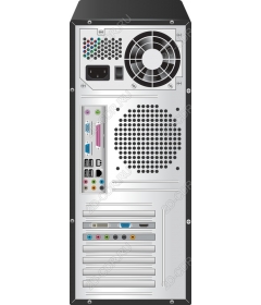 The rear panel of the computer