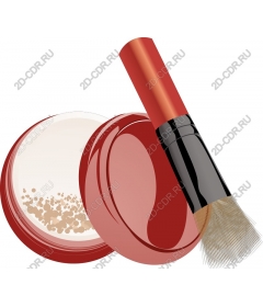  Elegant powder box and a makeup brush