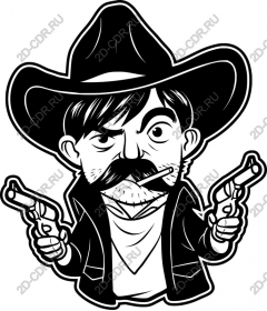 The Wild West cowboy with two guns