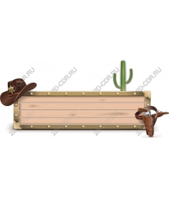 Banner Wild West with cowboy hat and cactus