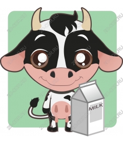  Adorable cartoon cow with milk pack
