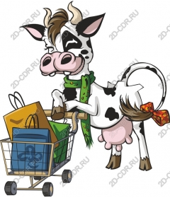  Fancy shopping cart as a cow