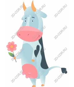 Funny cow with flower