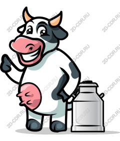  Adorable cartoon cow with milk cans